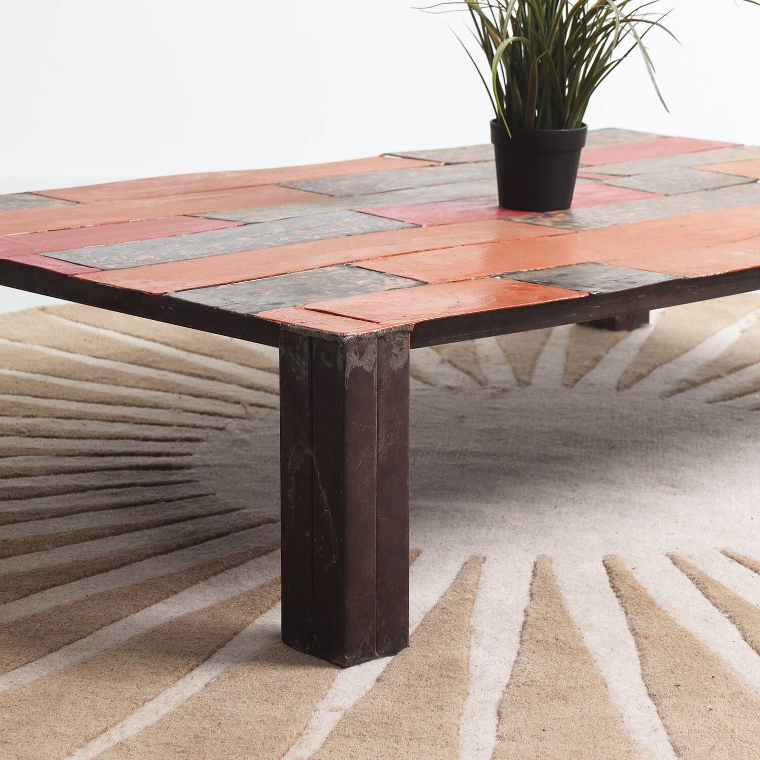 Vintage colorful metal coffee table