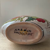 Vintage glazed ceramic vase signed