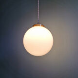 Art Deco suspension in white opaline and brass