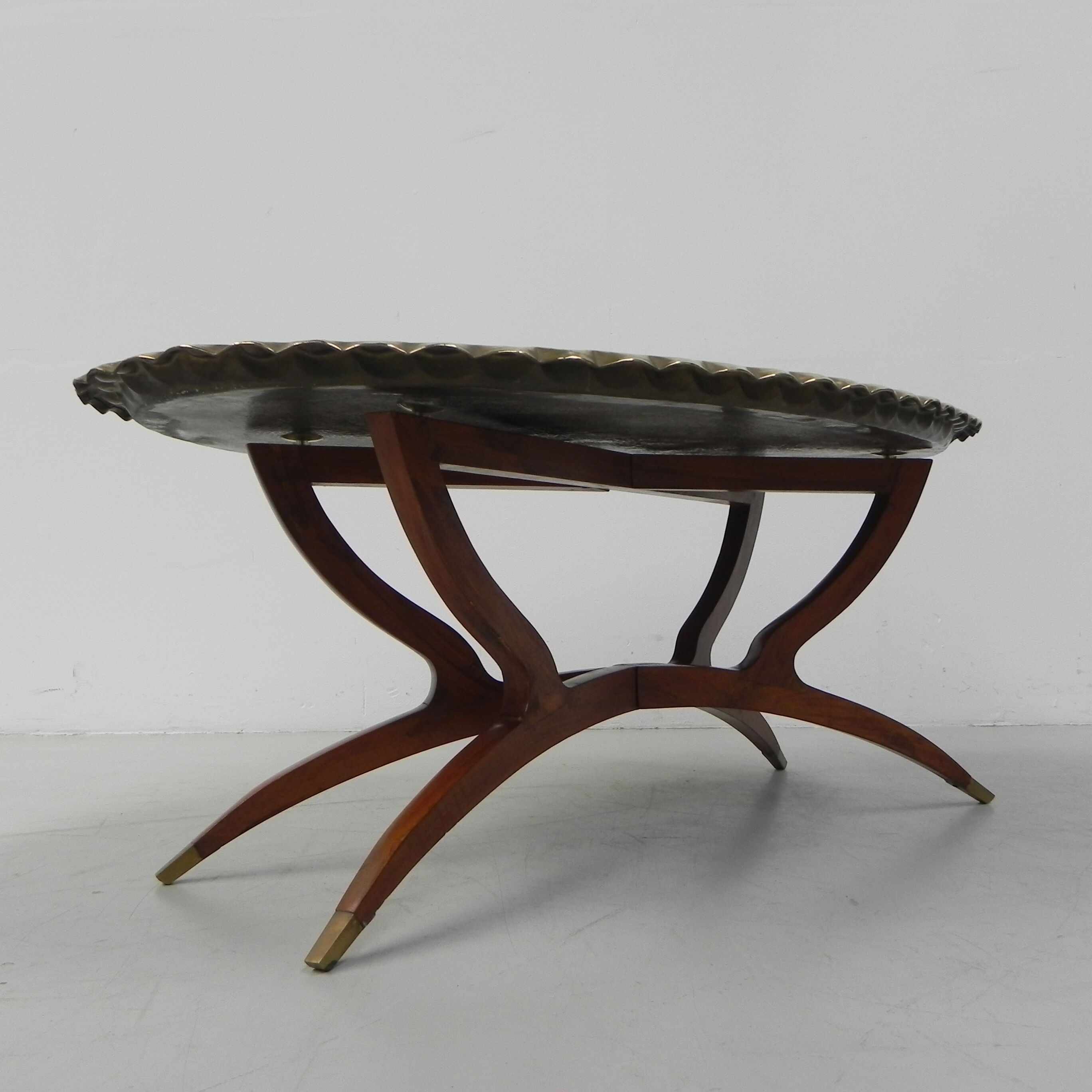 Moroccan brass tray table, ca 1950