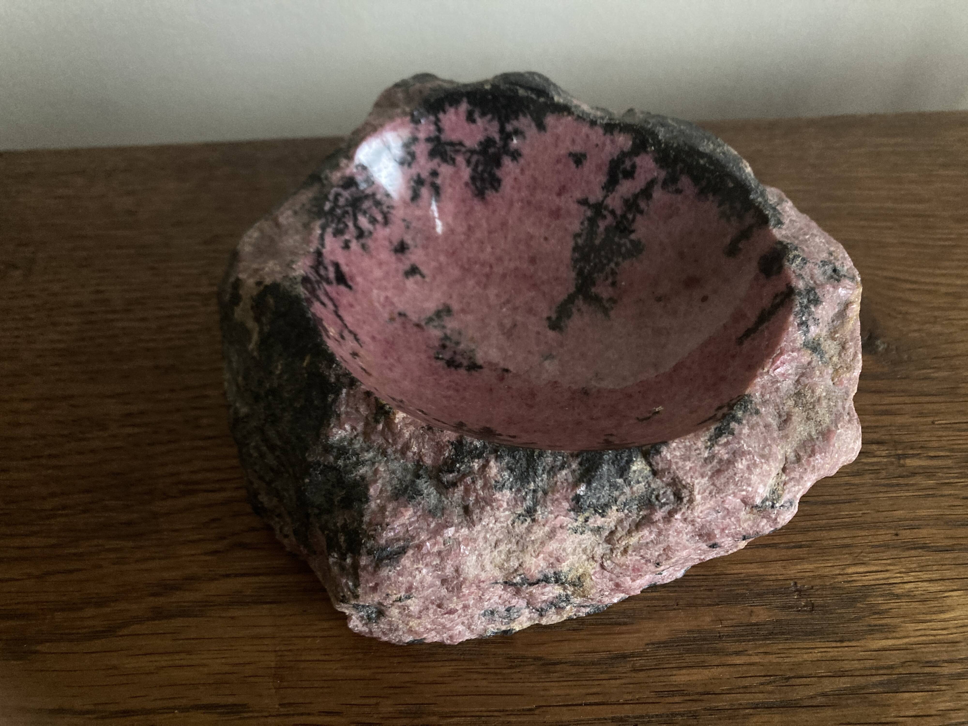 Raw pink marble trinket tray, 1970