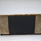 1960s, Danish 3-seater sofa, green furniture velour, oak wood legs.