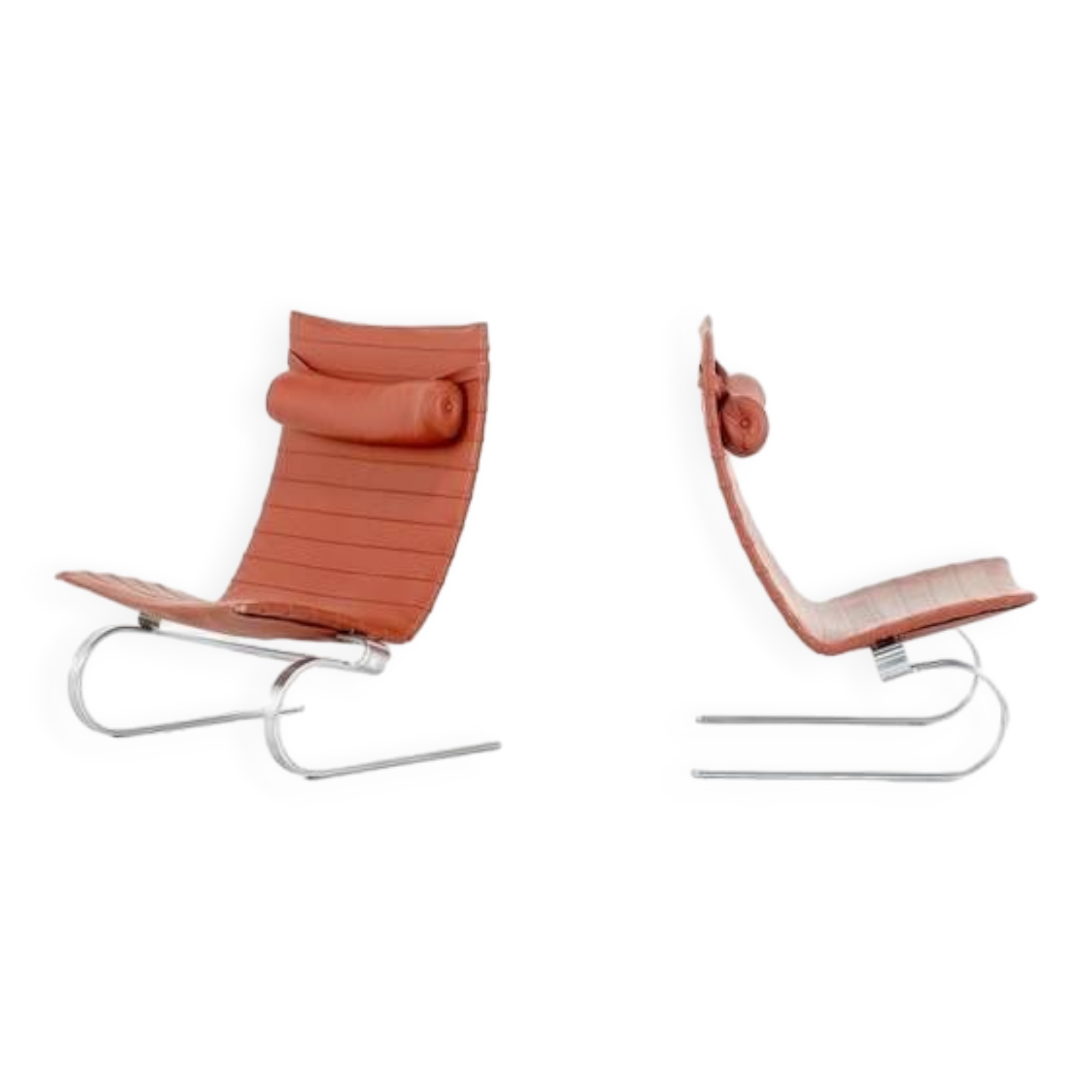 PK20 leather armchairs by Poul Kjaerhom for Fritz Hansen, Denmark 1968.