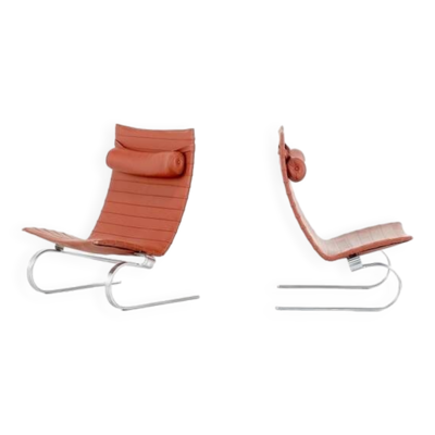 Fauteuils PK20 en cuir par Poul Kjaerhom pour Fritz Hansen, Danemark 1968.