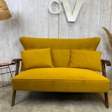 Yellow velvet sofa
