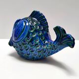 Rimini Blue Ceramic Fish Money Box by Bitossi, Italy