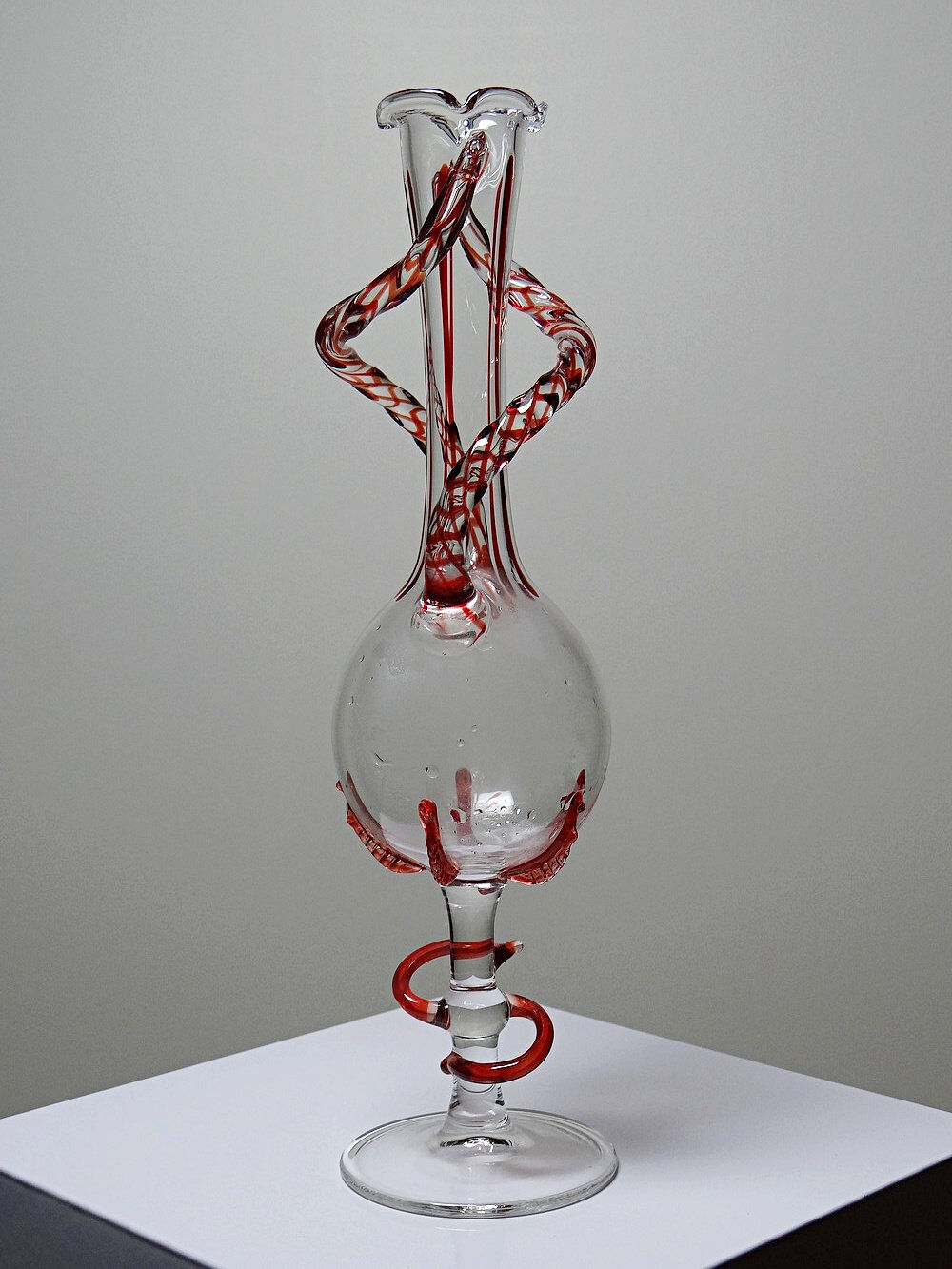 Vintage Murano blown glass soliflore vase 50-60 Filigrana/Zanfirico