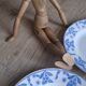 9 assiettes à dessert Dux Boch bleues, 1960