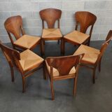 Suite of 6 Art Deco solid oak chairs