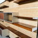 Modular wall system with rosewood panels Georges Frydman 70 years efa editor