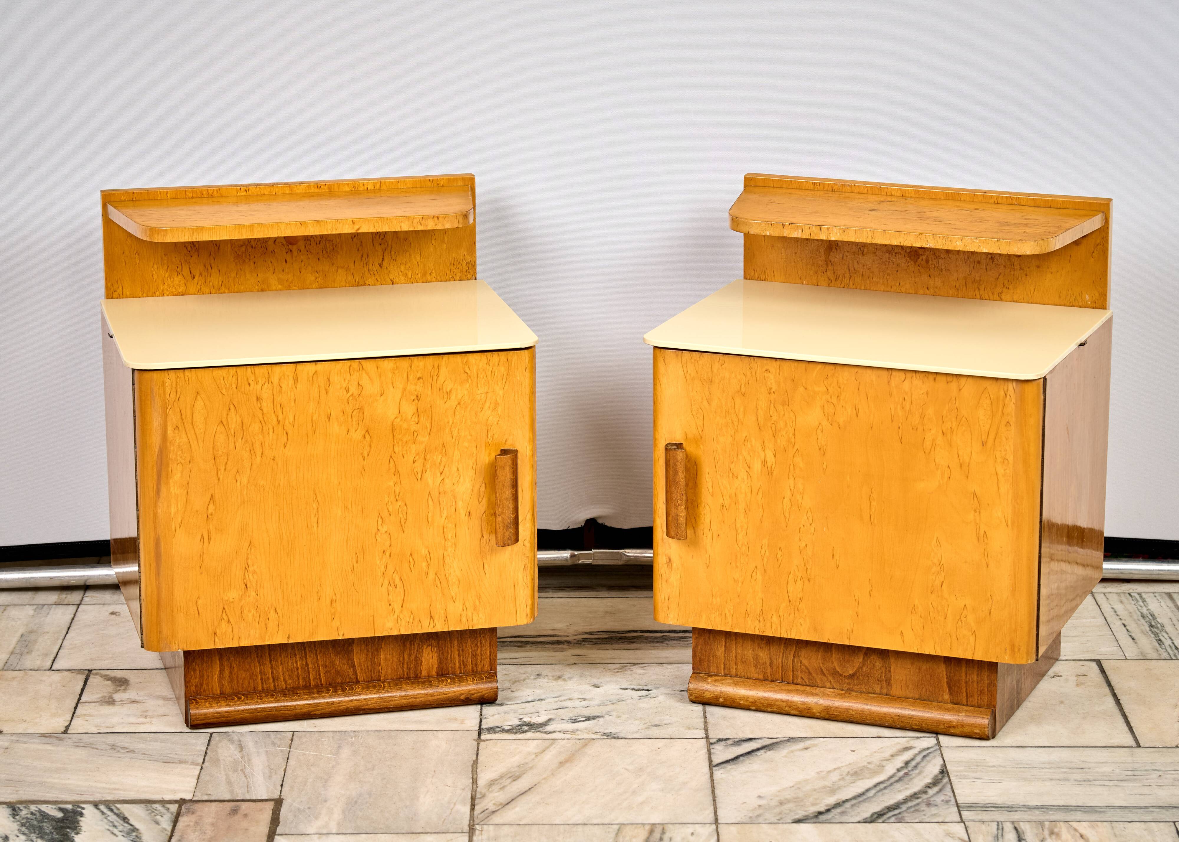 Set of two Art Déco nightstands by Jindřich Halabala, 1960s, Czechoslovakia