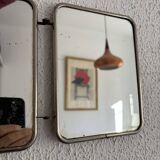 Vintage 1960s triptych mirror barber blue crocodile effect - 20 x