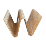 Plexiglass magazine rack with cane work, 1970