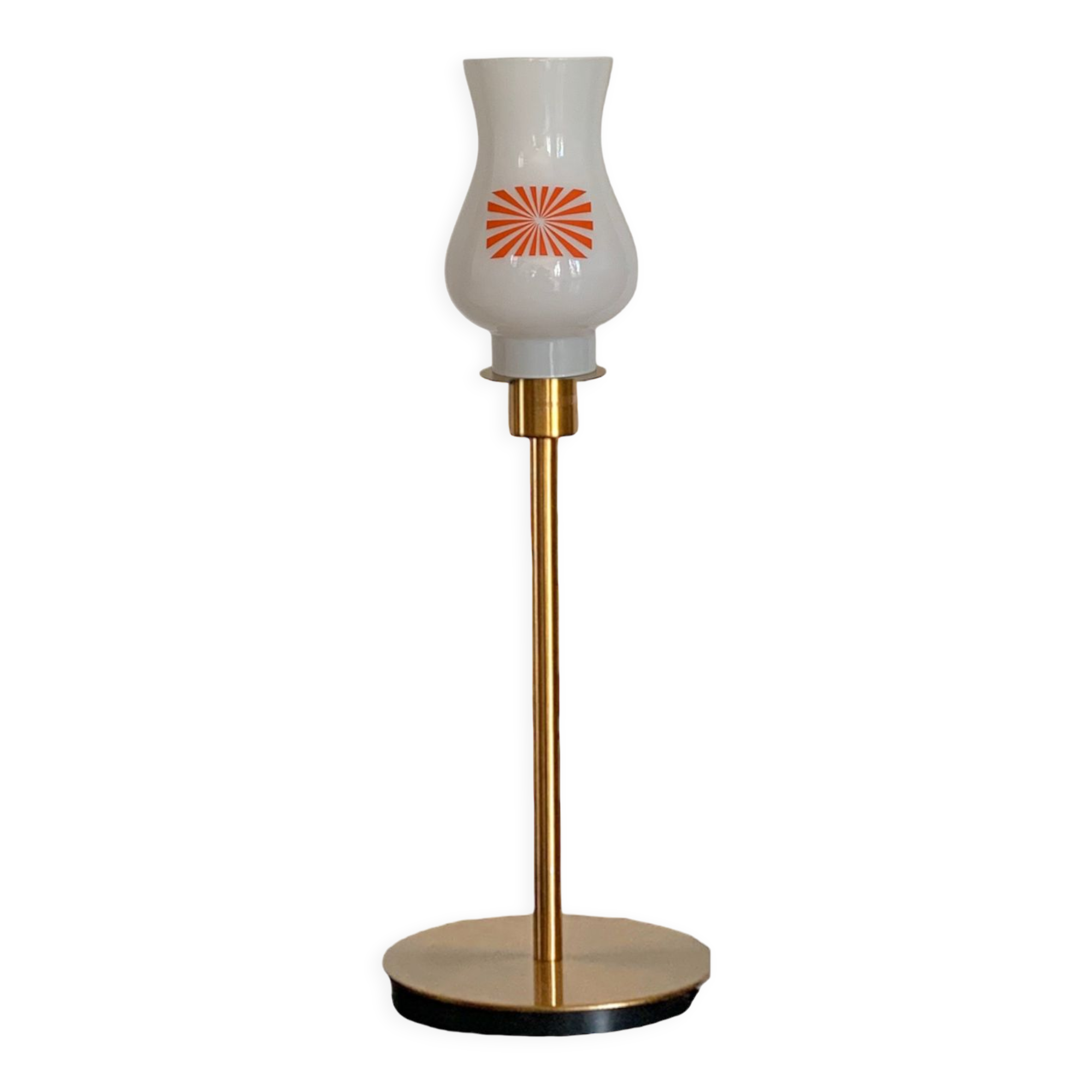 Fine tulip lamp straight opaline vintage restyled with a golden foot