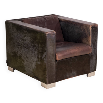 Fauteuil Suitcase en cuir de poney par Rodolfo Dordoni pour Minotti, 1997 Italie