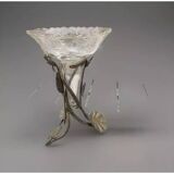 Antique bronze and brass mounted vase with engraved glassware