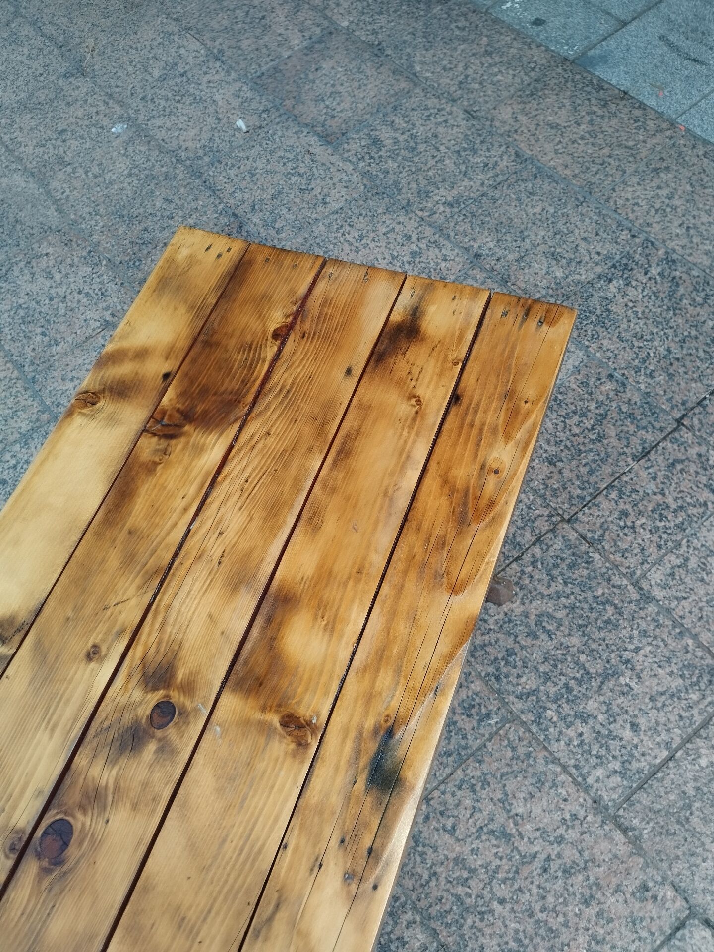 Old bistro table with a wooden top