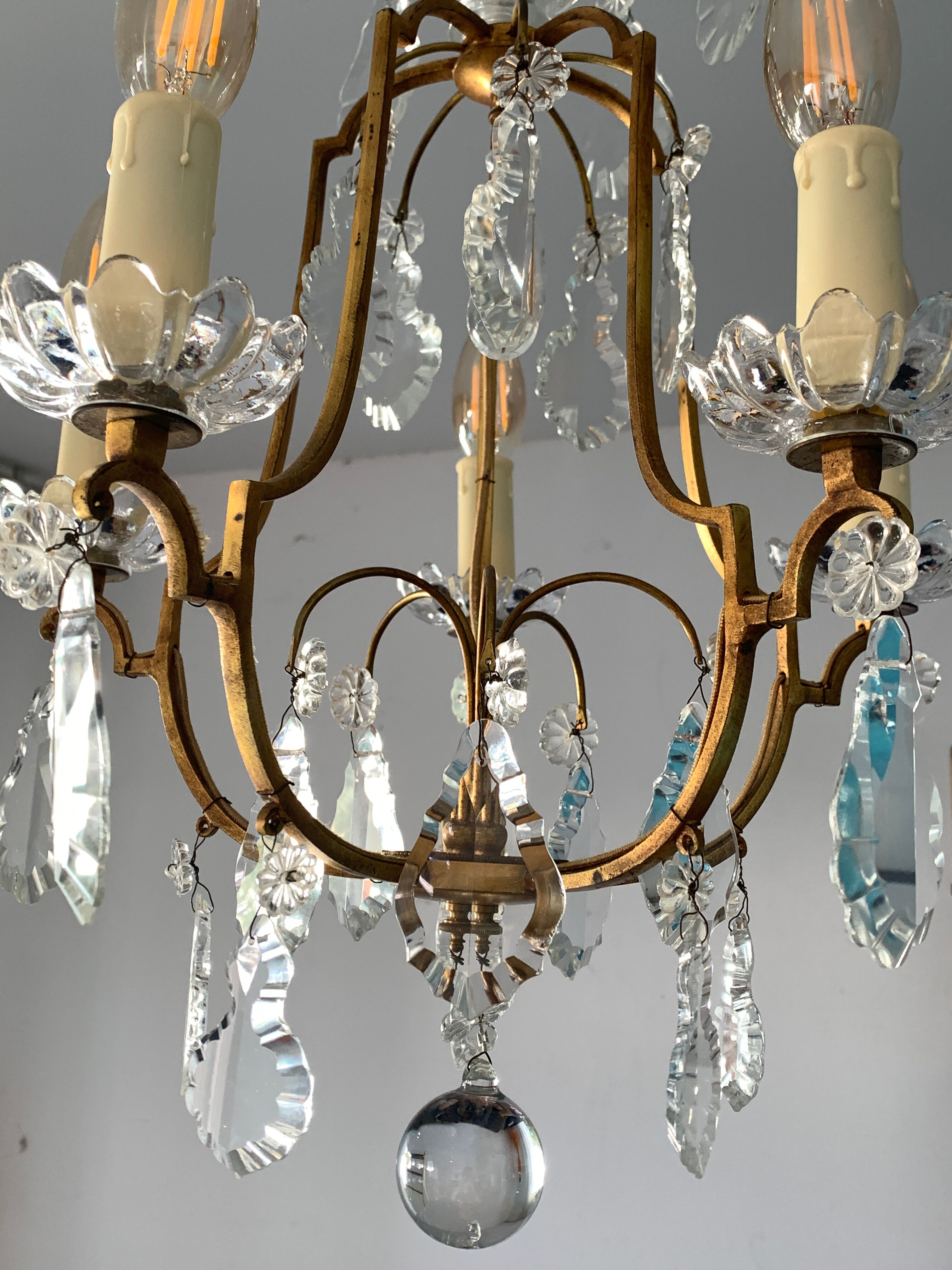 Lustre pampilles en cristal style Louis XVI, XXème