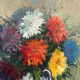 Original Swedish Oil on Canvas – “Asters in a Ceramic Vase” by Eric Lundgren – Signed – Vintage and Framed – 60 × 54 cm (23.6" × 21.3")