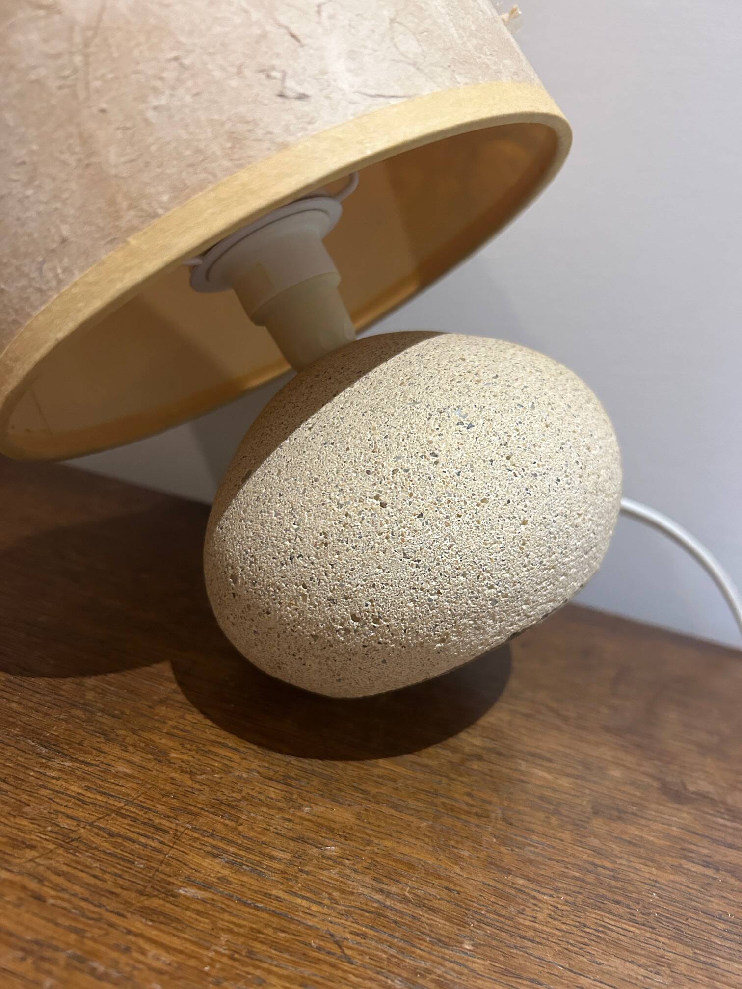 stone lamp with its lampshade in dried flowers 1970