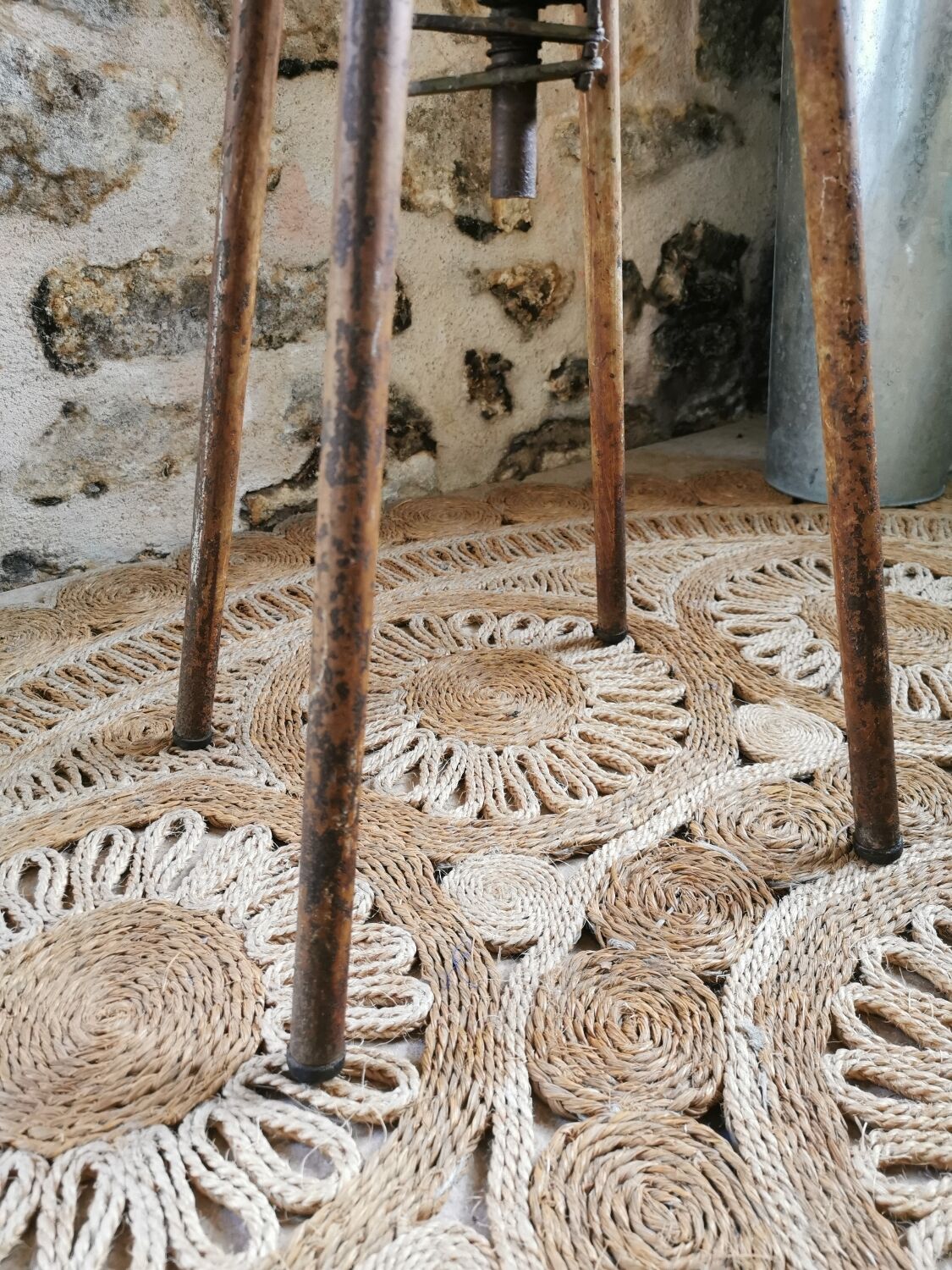 Vintage industrial stool, Metal and Wood