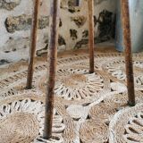 Vintage industrial stool, Metal and Wood