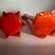 Pair vase soliflore orange glass Murano