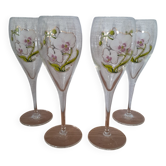 4 beautiful Belle Époque champagne flutes by Perrier Jouët