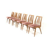 Set of 6 vintage chairs velvet upholstery made in the 60s