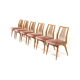 Lot de 6 chaises en velours rose fabriqué dans les années 60