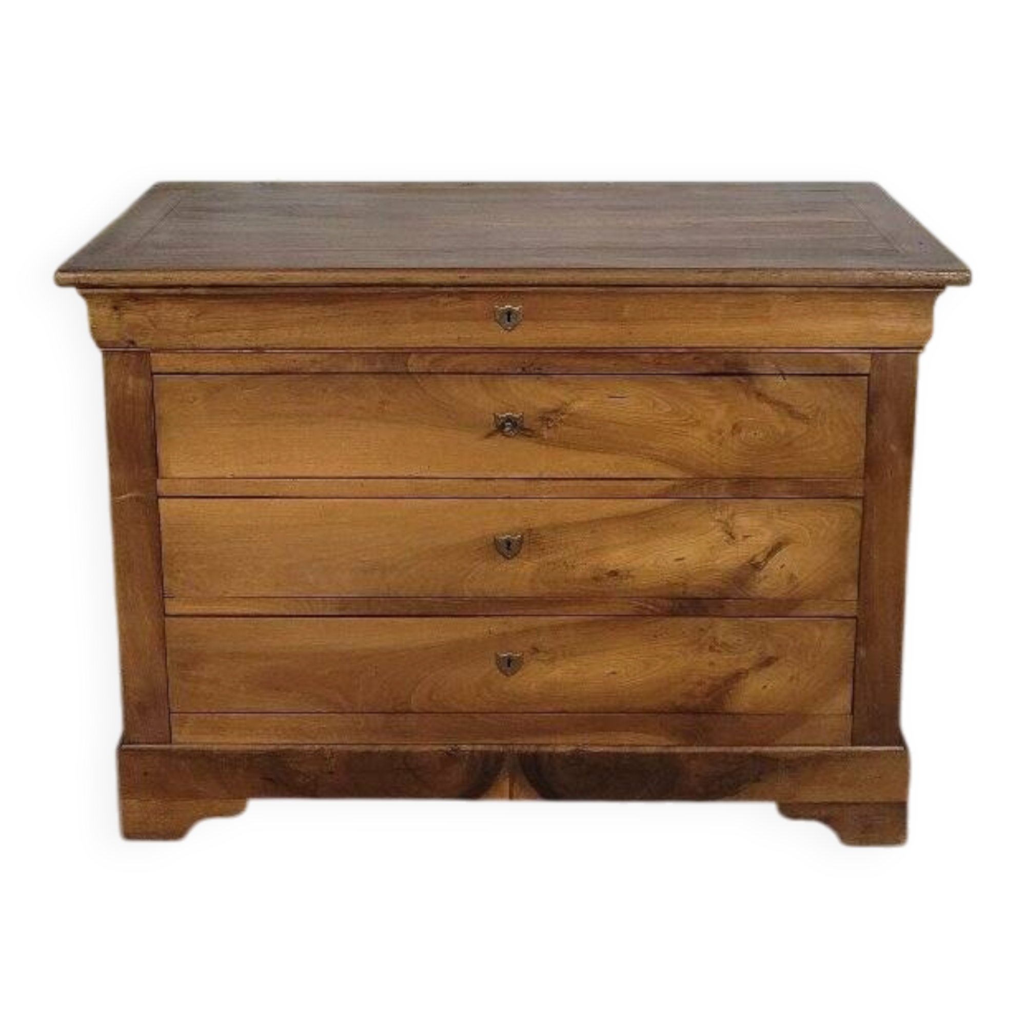 Louis Philippe period chest of drawers in solid walnut.