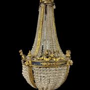 Hot air balloon chandelier in gilded bronze Louis XVI style of Napoleon III period