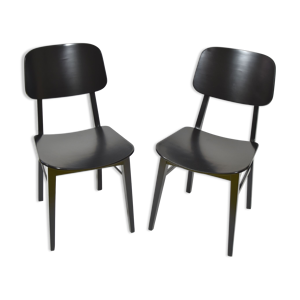 paire de chaises de salle à manger vintage en noir
