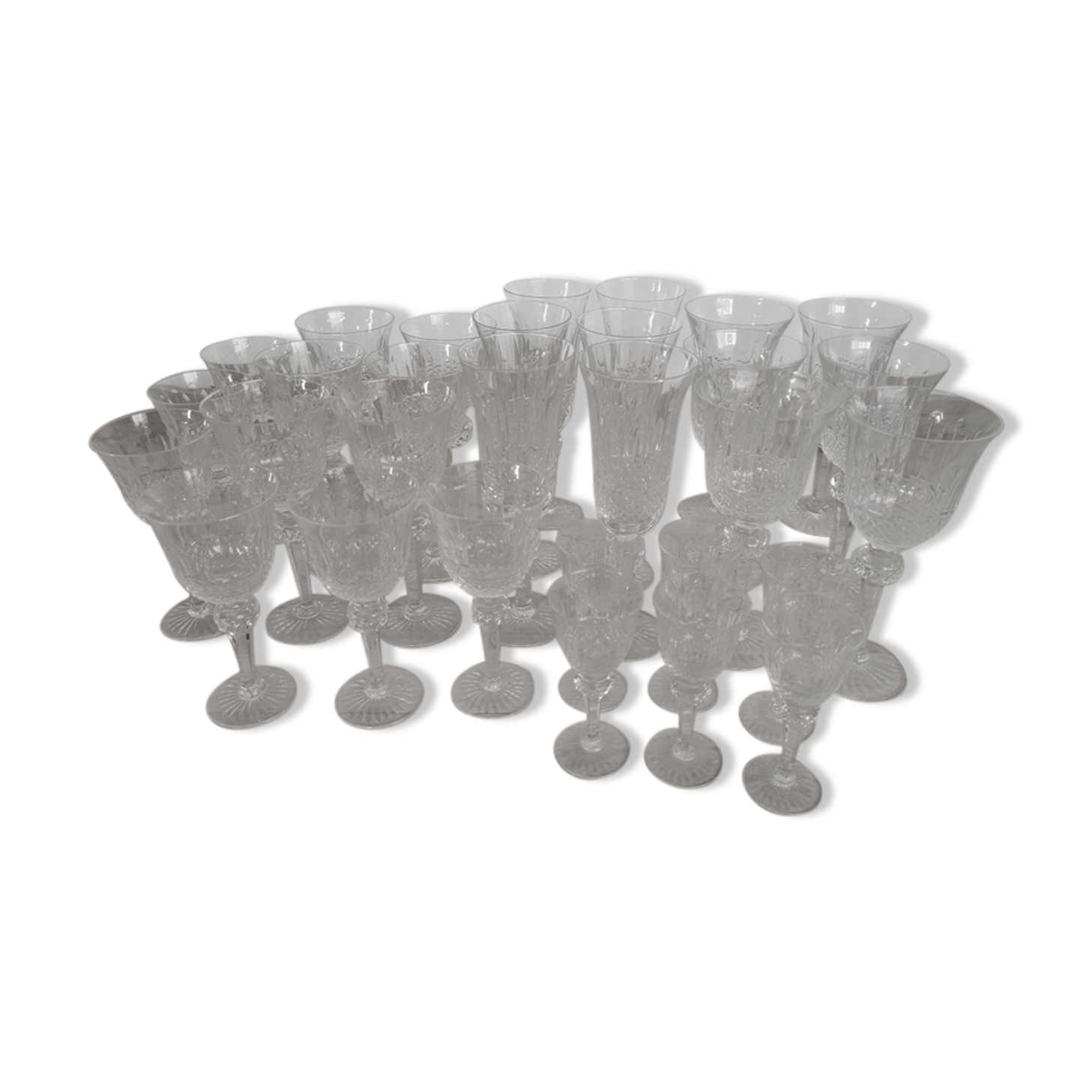 Antique foot glasses cut St Louis style 30 pieces