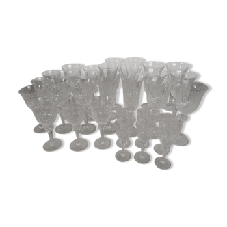 Antique foot glasses cut St Louis style 30 pieces