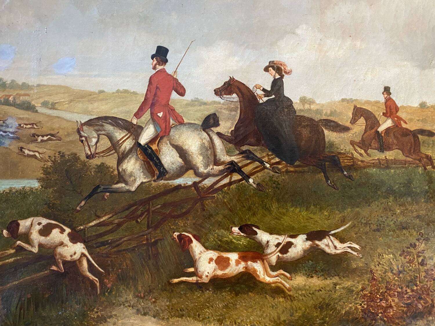 Partie de chasse école anglaise du XIXeme siècle