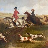Partie de chasse école anglaise du XIXeme siècle