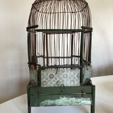 Octagonal bird cage made of wood and wire around 1920
