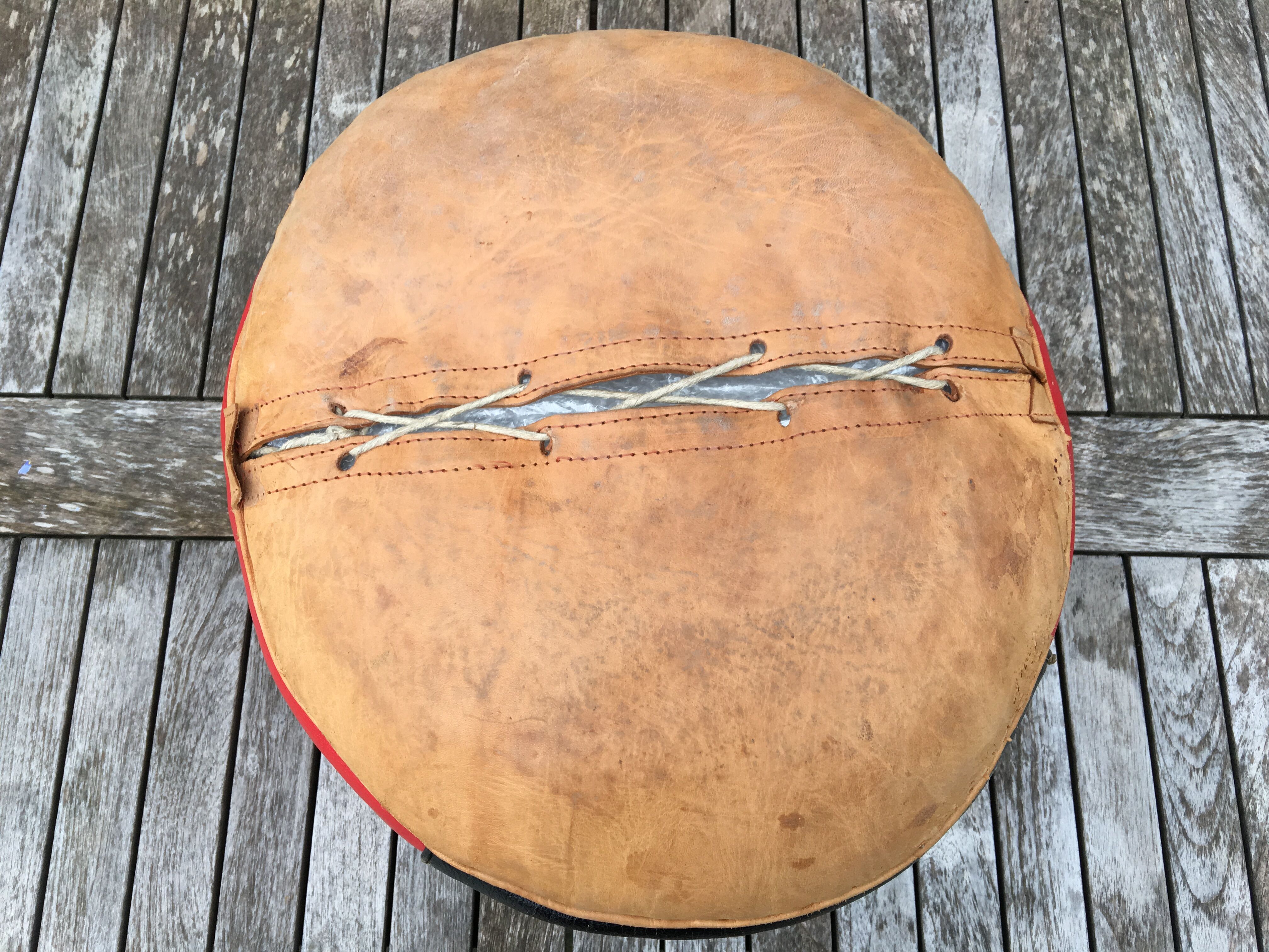Moroccan leather pouf circa 1970