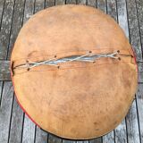 Moroccan leather pouf circa 1970