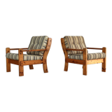 Vintage armchairs brutalist pine, 60's