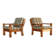 Fauteuils vintage brutaliste en pin, années 60