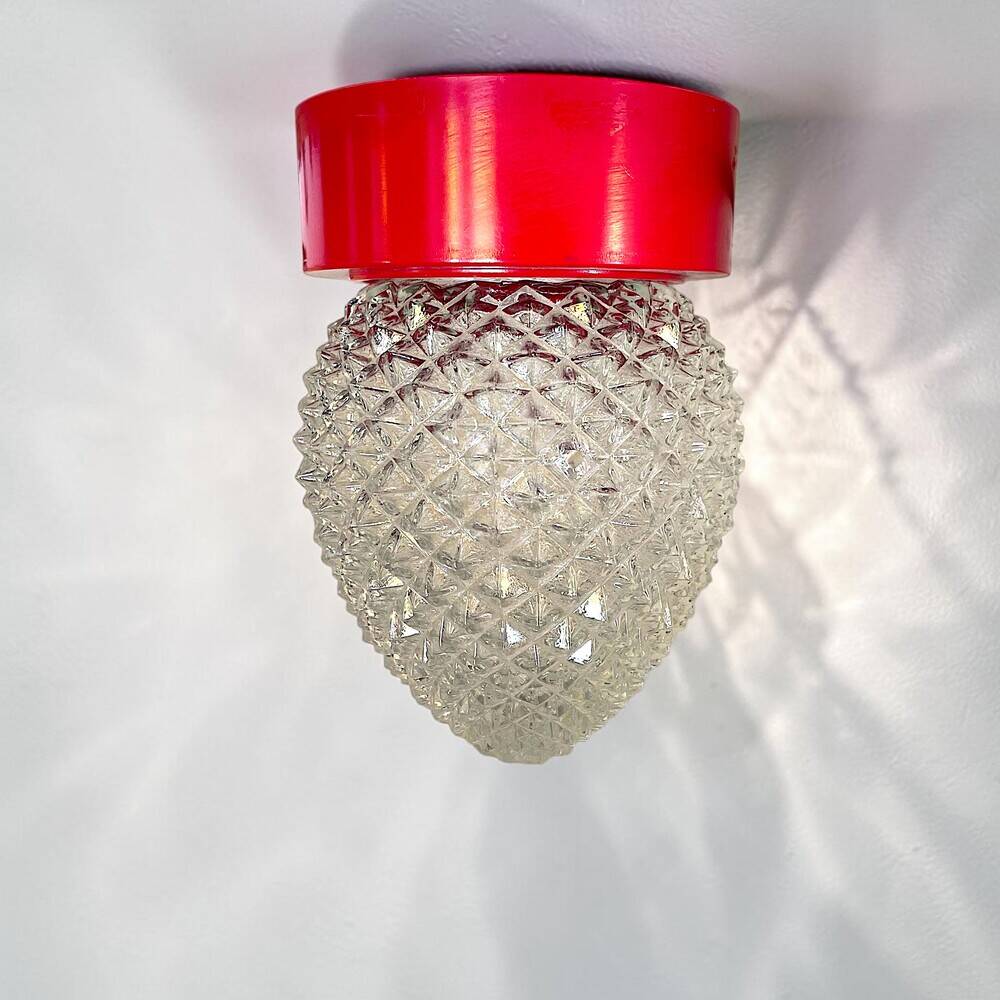 Set of 3 Italian red glass wall sconce lamps