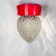 Set of 3 Italian red glass wall sconce lamps