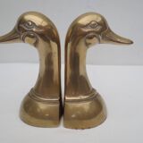 pair of brass duck bookends