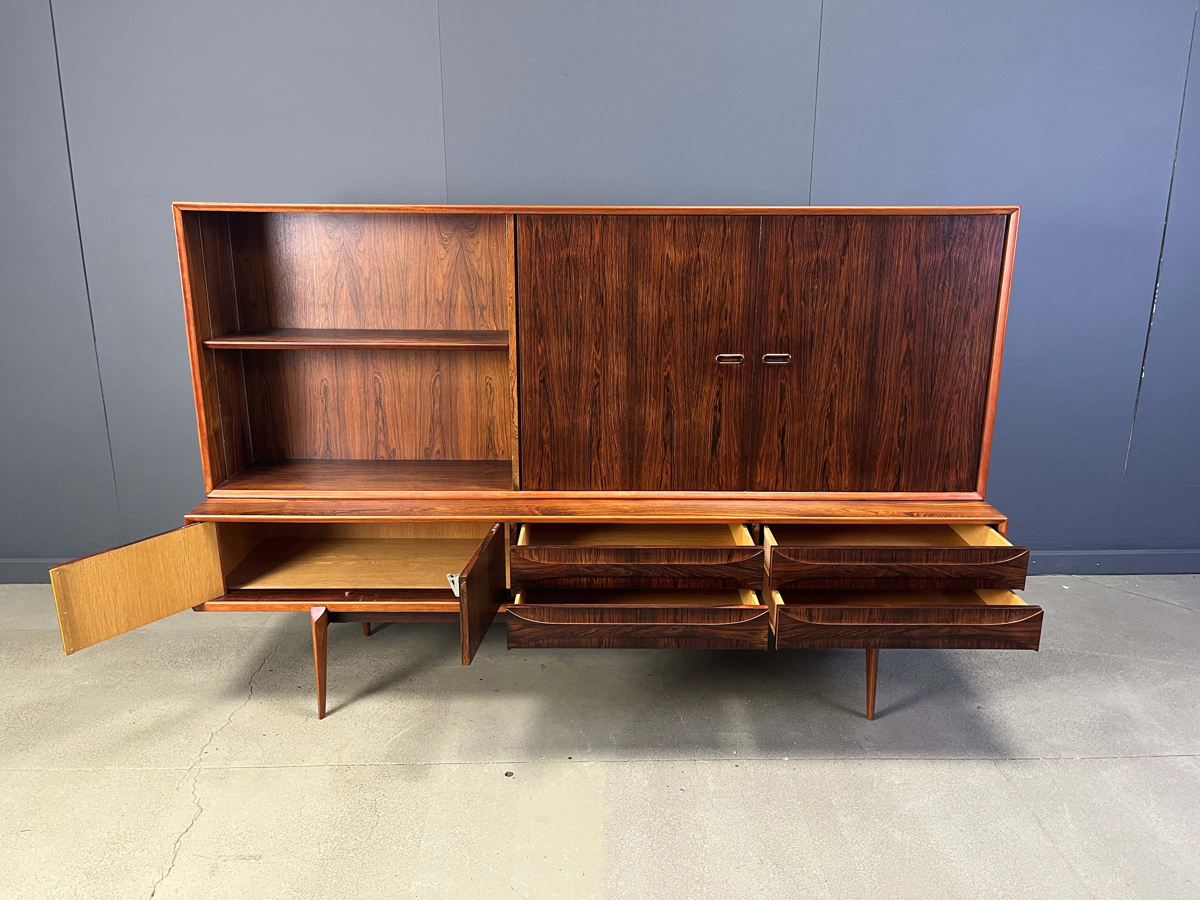 Oswald Vermaercke Paola rosewood highboard for V-Form Belgium 1959