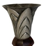 Art Deco, embossed pewter vase signed DELAVAN circa 1930