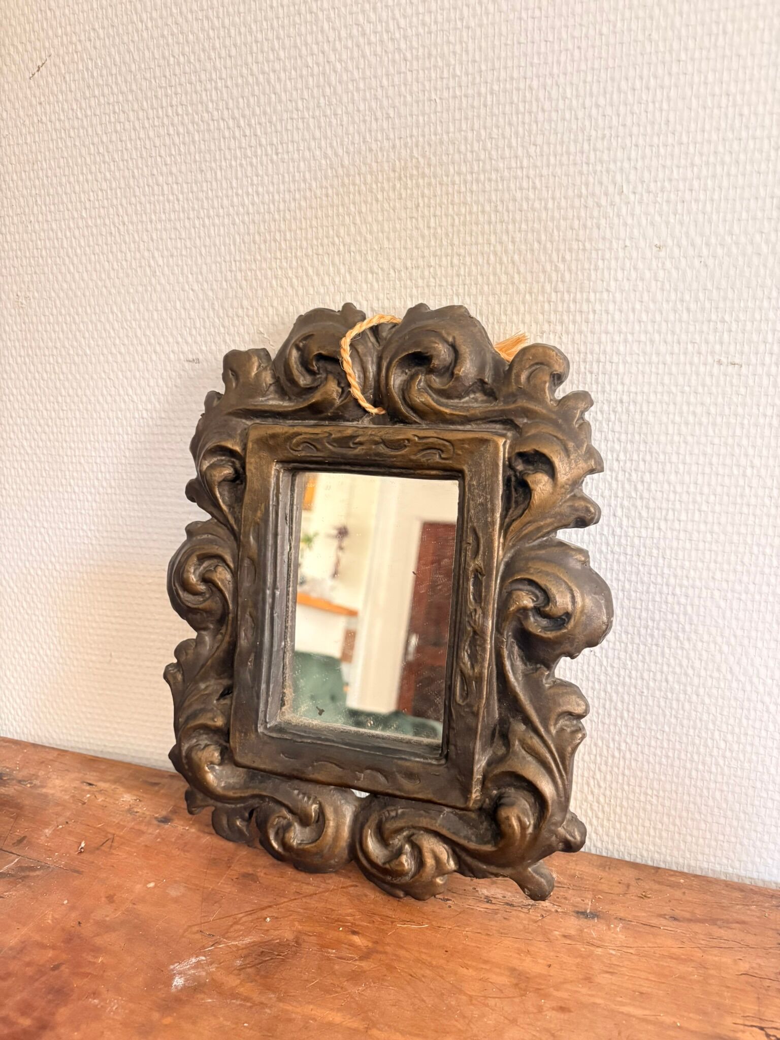 Mirror Frame Terracotta Bronze Patina Rocaille Scrolls Louis XV Style