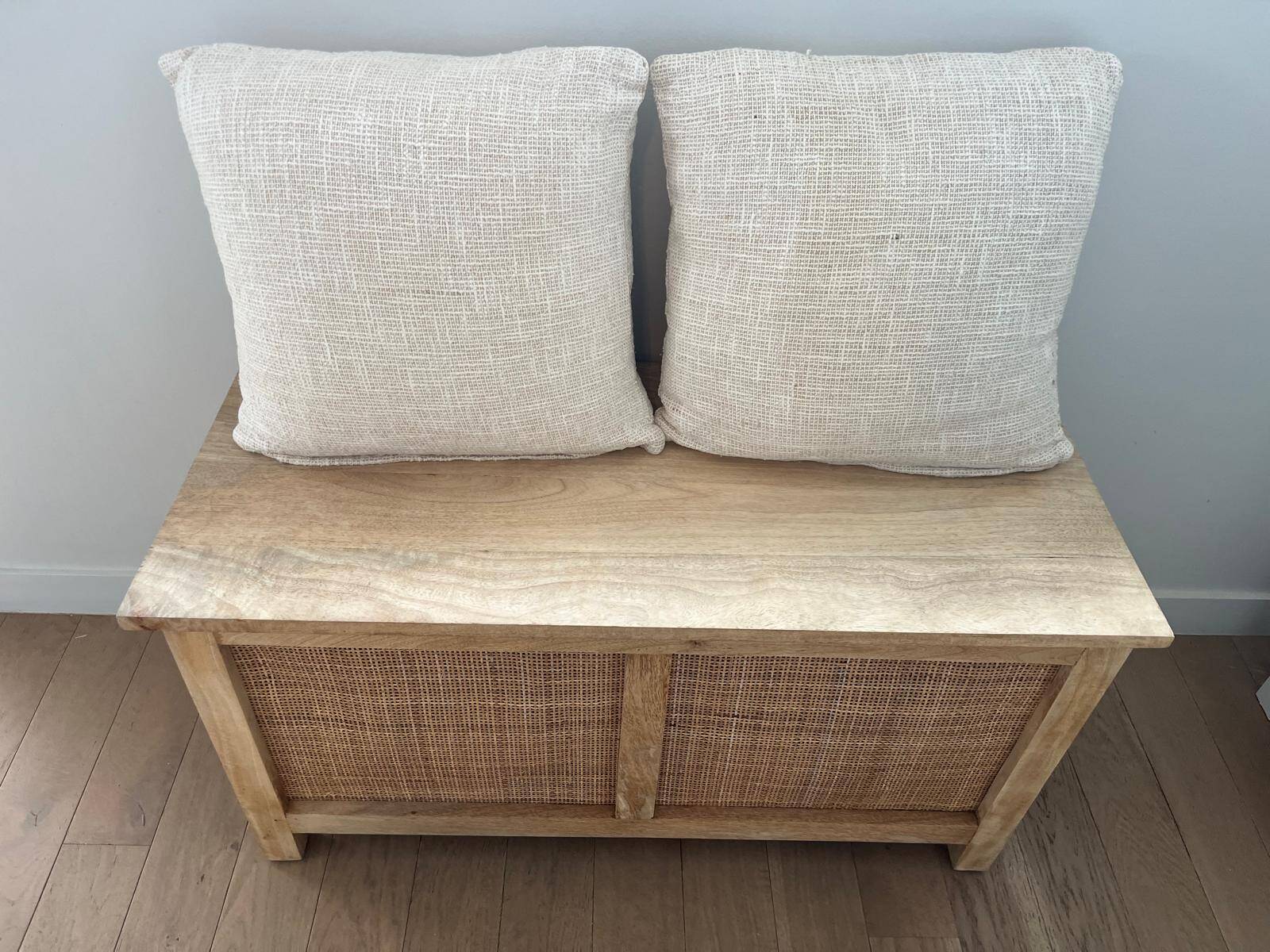 Oak storage chest with rattan caning