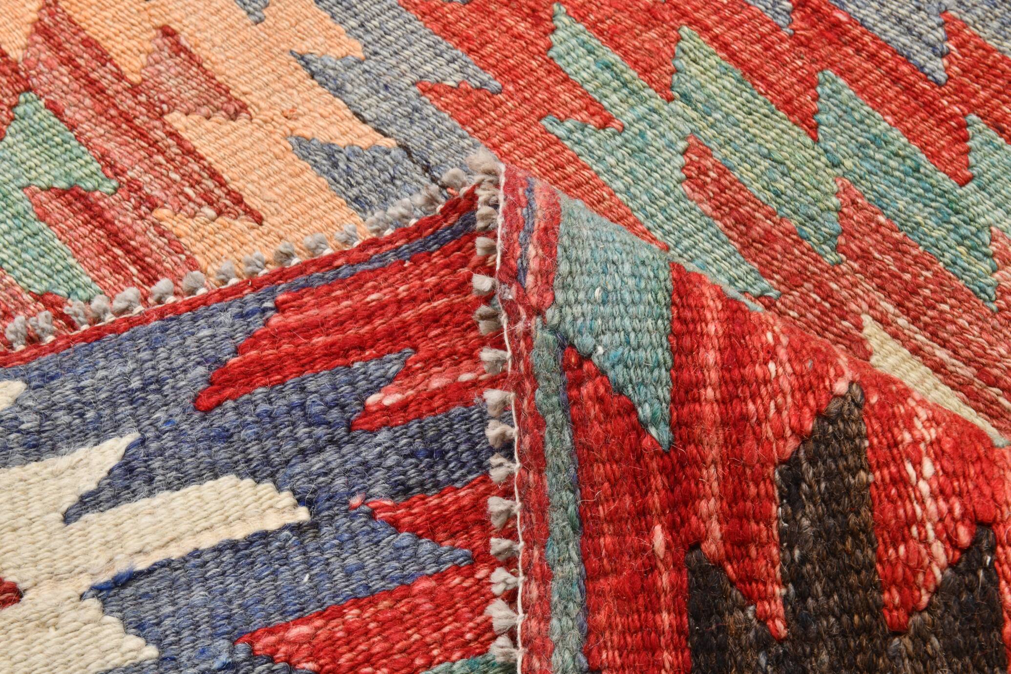Multicolor Star Pattern Decorative Kilim Rug, 141x275 Cm